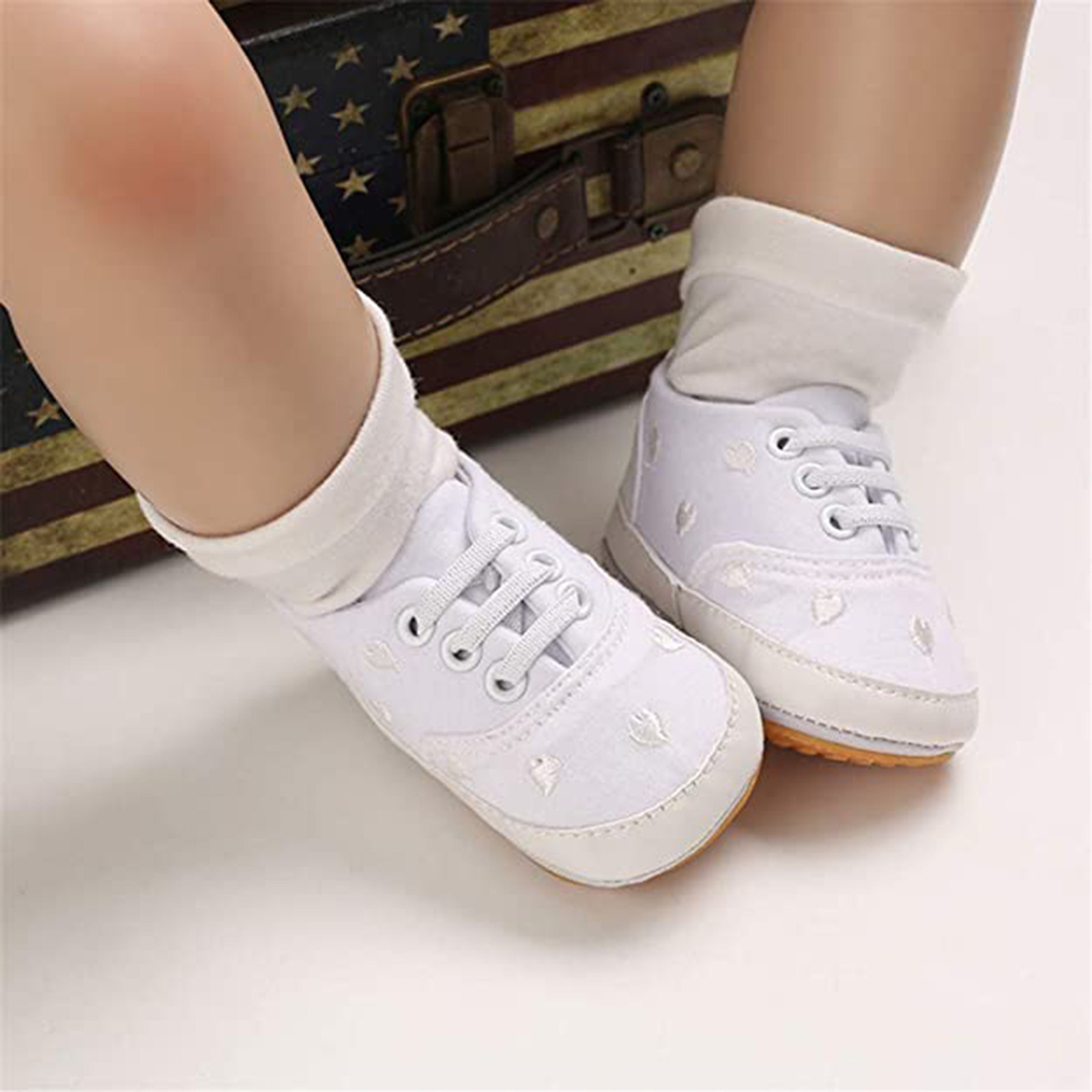 Avrntaa Baby First Walking Shoes - Infant Non Slip Soft Sole Girls Crib Canvas Casual Sneaker Multi-color Shoes Size 6-12 Months